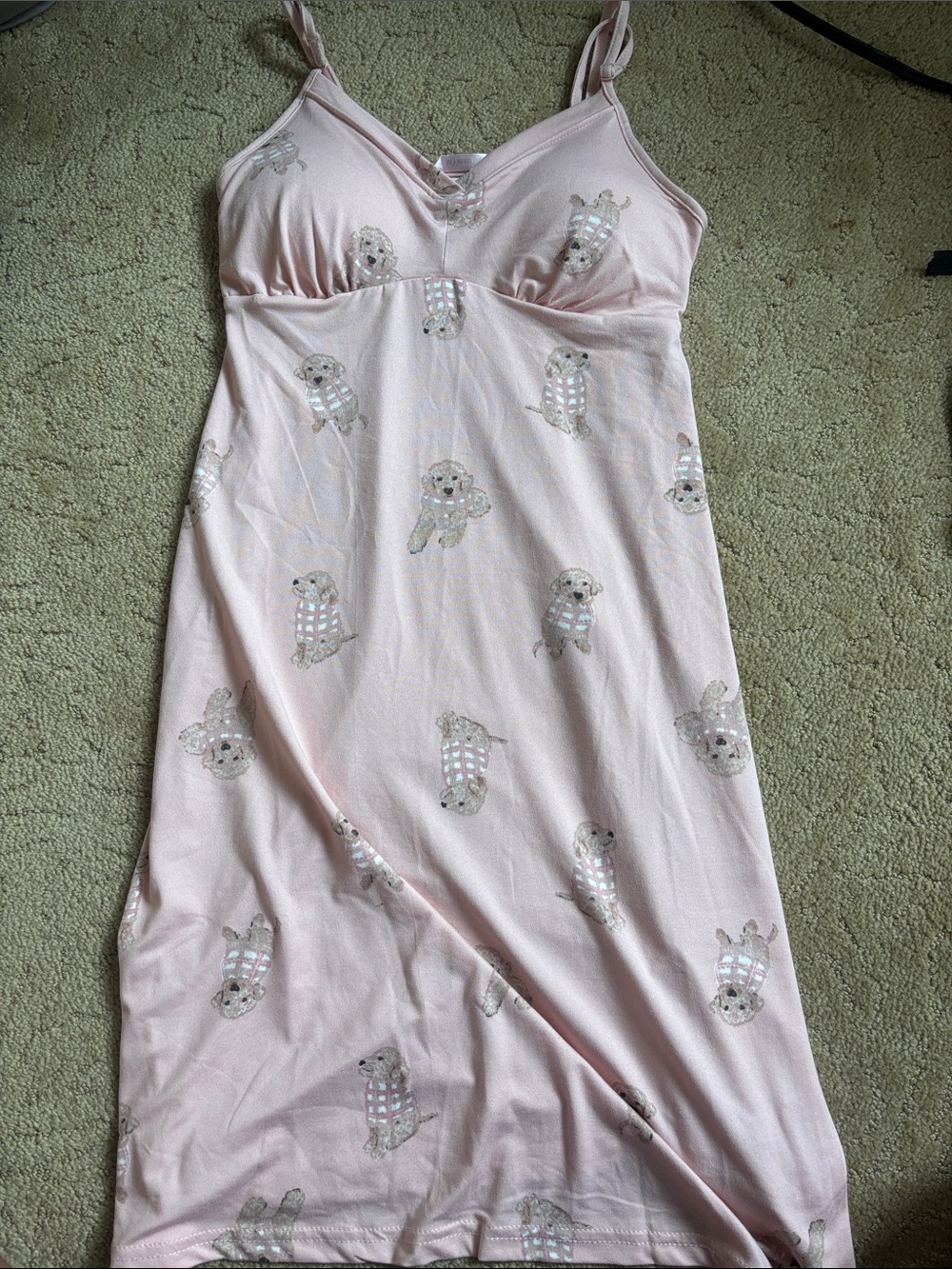 La Vie En Rose Light Pink Puppy-Print Midi Nightdress